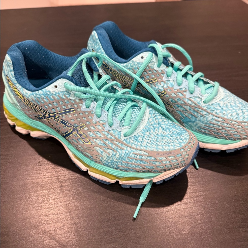 ASICS Women's Aqua and Yellow Athletic Shoes